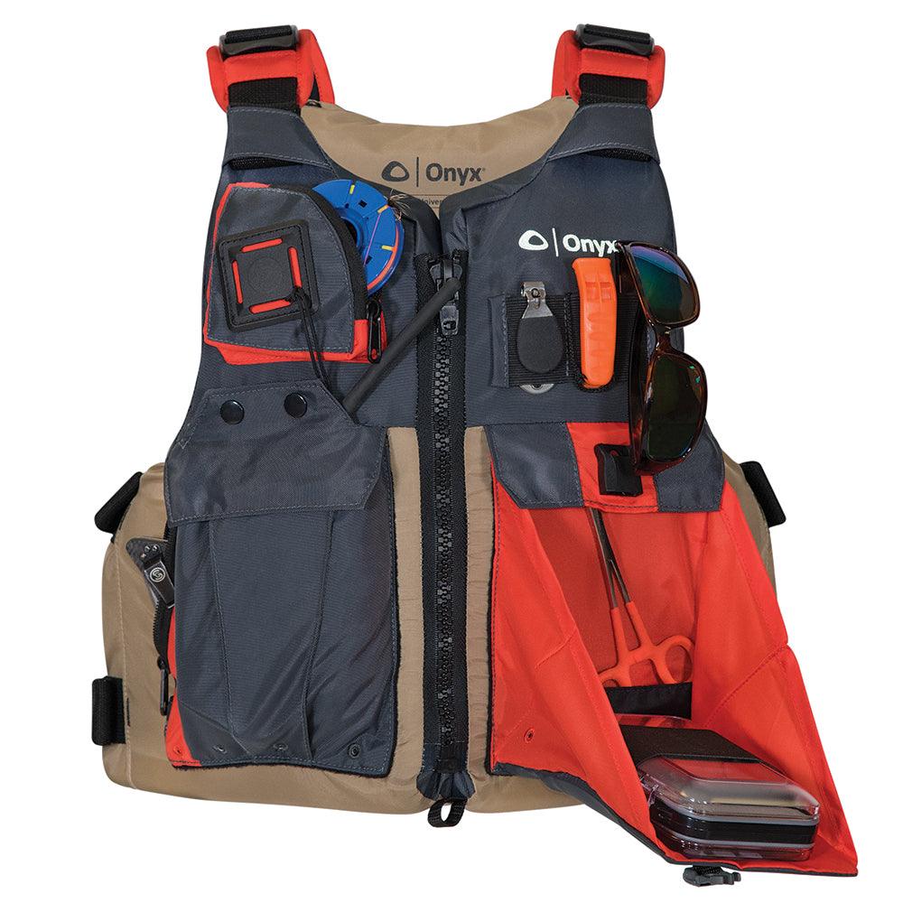 Onyx Kayak Fishing Vest - Adult Oversized - Tan/Grey - Boat Gear USA