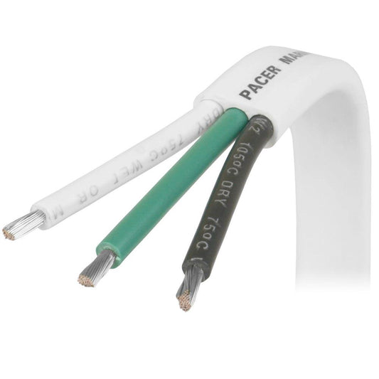 Pacer 16/3 AWG Triplex Cable - Black/Green/White - Sold By The Foot - Boat Gear USA