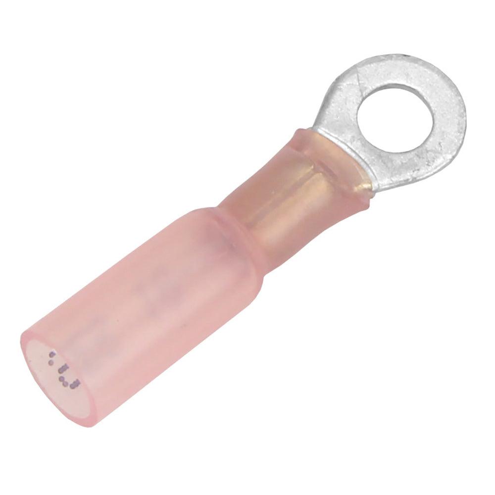 Pacer 22-18 AWG Heat Shrink Ring Terminal - #8 Stud Size - 3 Pack - Boat Gear USA