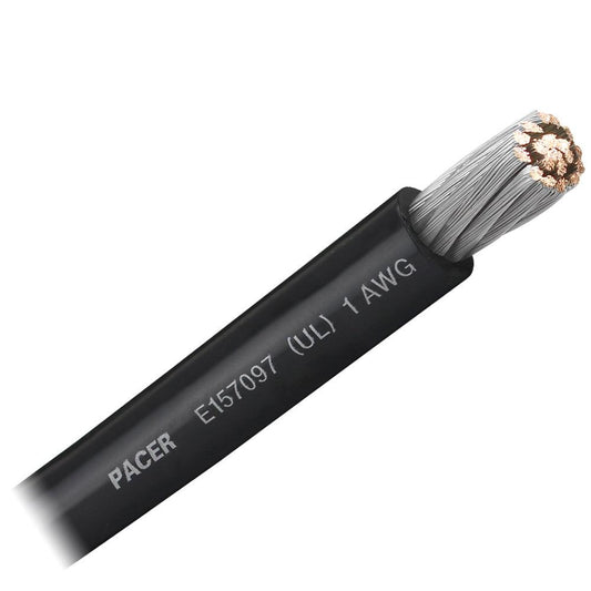 Pacer Black 1 AWG Battery Cable - Sold By The Foot - Boat Gear USA