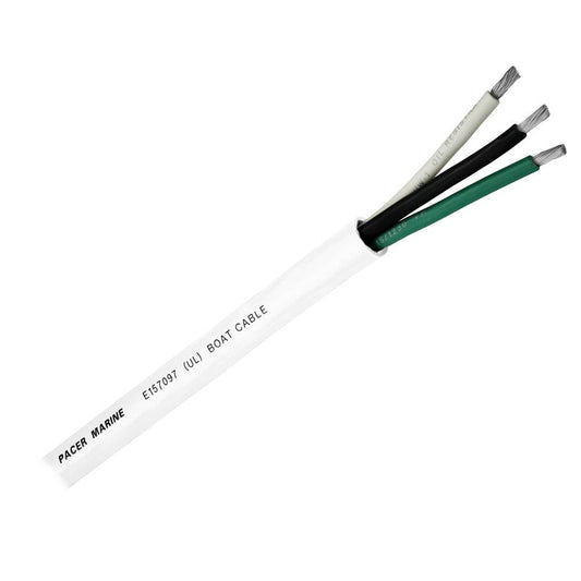 Pacer Round 3 Conductor Cable - 100' - 10/3 AWG - Black, Green & White - Boat Gear USA