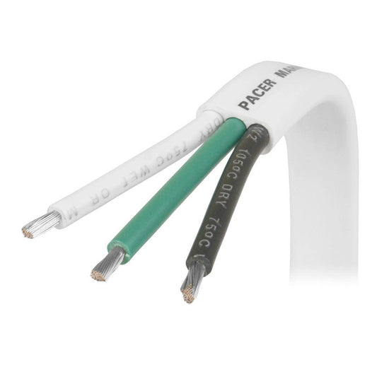 Pacer White Triplex Cable - 14/3 AWG - Black/Green/White - Sold by the Foot - Boat Gear USA