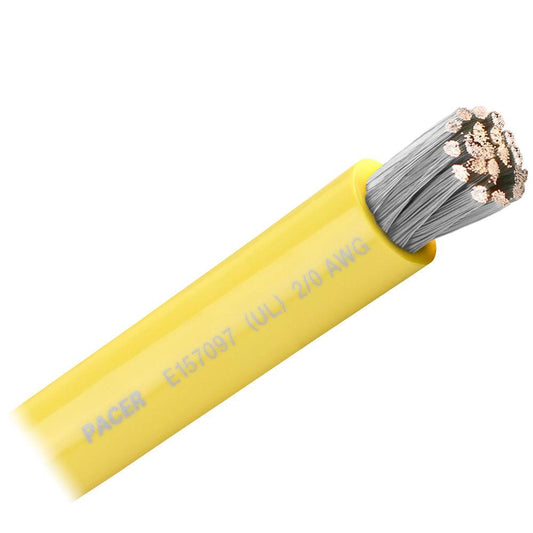 Pacer Yellow 2/0 AWG Battery Cable - Sold By The Foot - Boat Gear USA