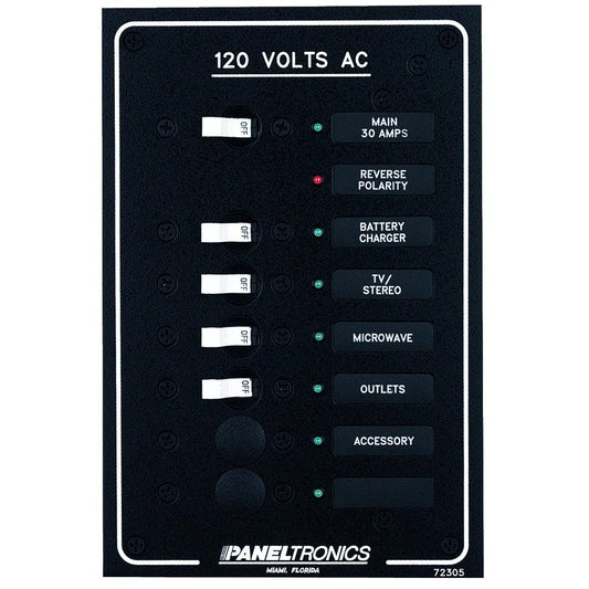 Paneltronics Standard AC 6 Position Breaker Panel & Main w/LEDs - Boat Gear USA