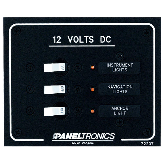 Paneltronics Standard DC 3 Position Breaker Panel w/LEDs - Boat Gear USA