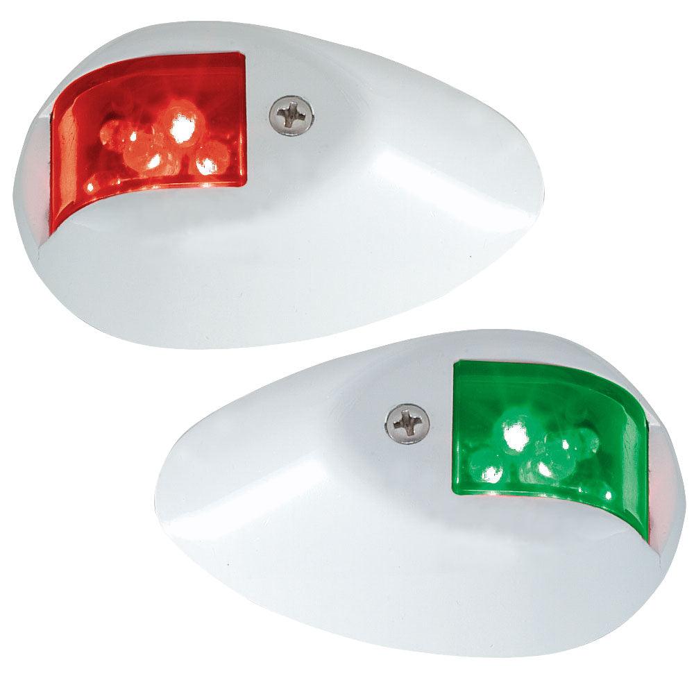 Perko LED Side Lights - Red/Green - 12V - White Epoxy Coated Housing - Boat Gear USA