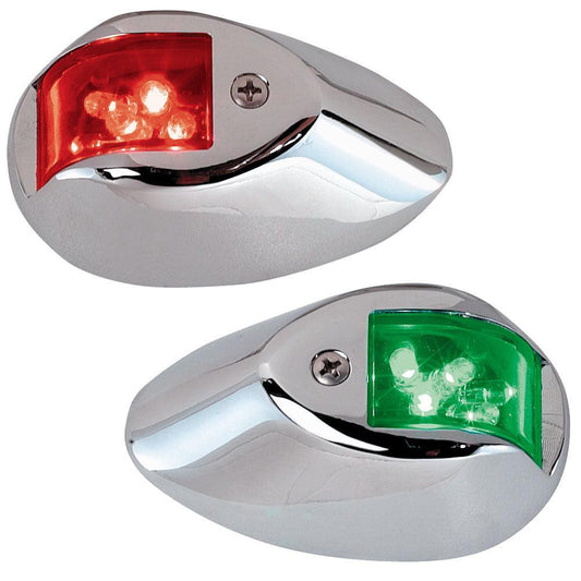 Perko LED Side Lights - Red/Green - 24V - Chrome Plated Housing - Boat Gear USA