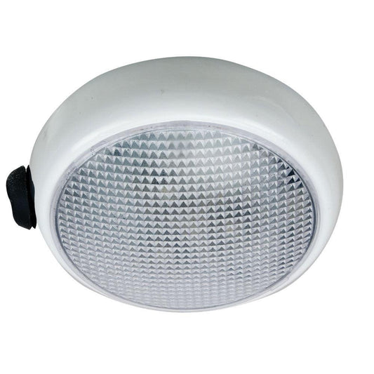 Perko Round Surface Mount LED Dome Light - White Powder Coat - w/ Switch - Boat Gear USA