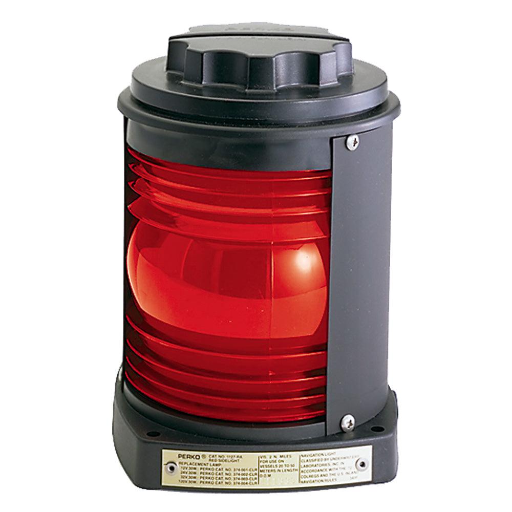 Perko Side Light - Black Plastic, Red Lens - Boat Gear USA