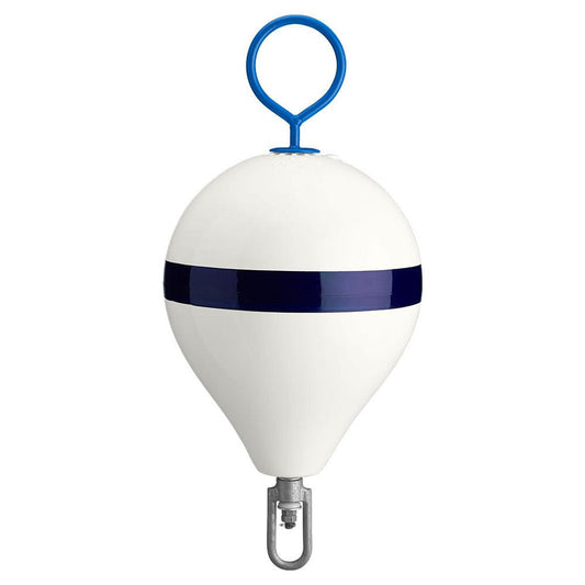 Polyform 13.5" CM Mooring Buoy w/Steel Iron - White Blue Stripe - Boat Gear USA