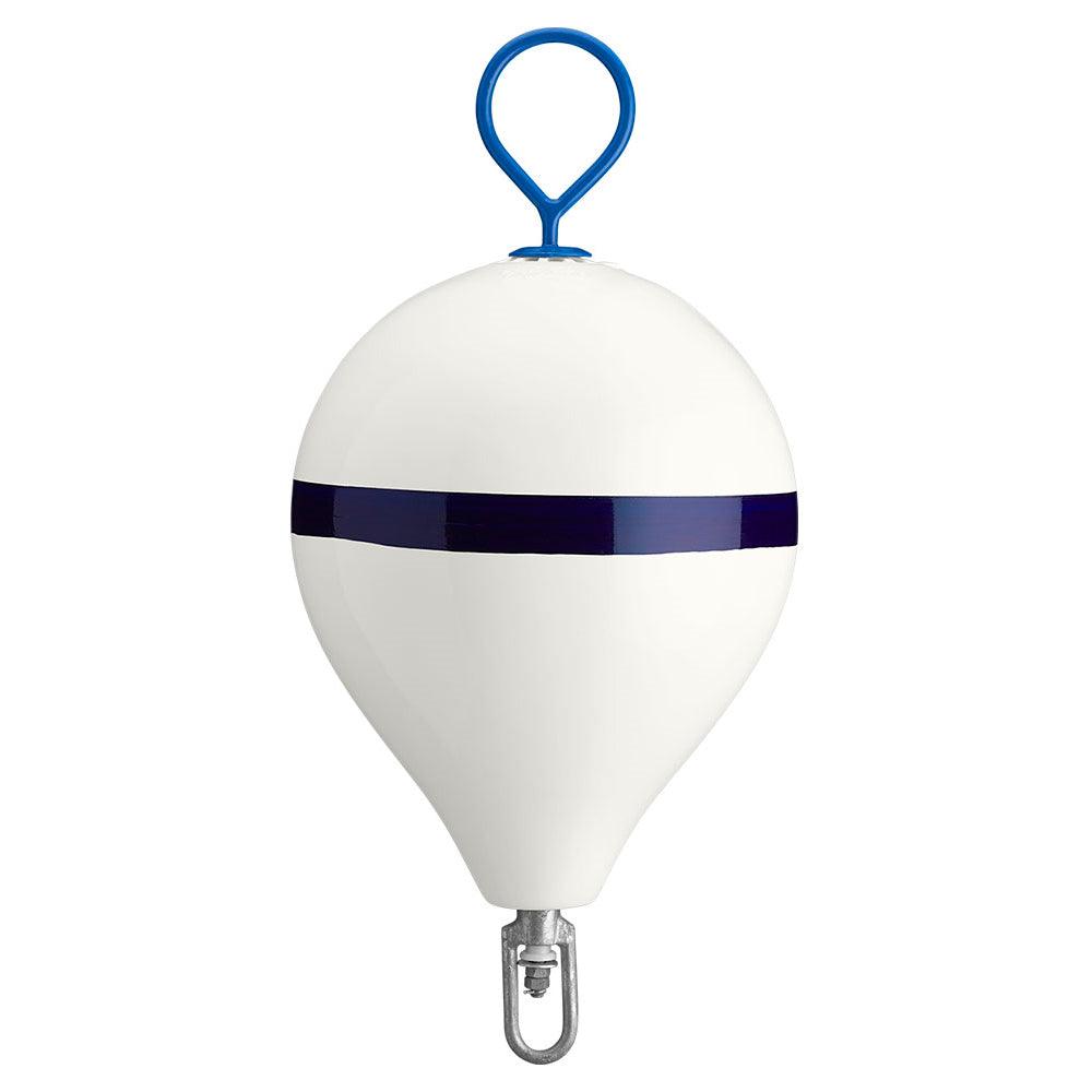 Polyform 17" CM Mooring Buoy w/Steel Iron - White Blue Stripe - Boat Gear USA