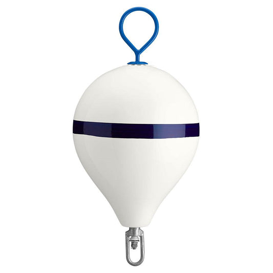 Polyform 17" CM Mooring Buoy w/Steel Iron - White Blue Stripe - Boat Gear USA