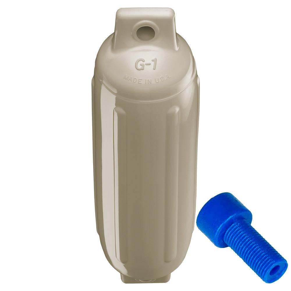Polyform G-1 Twin Eye Fender 3.5" x 12.8" - Sand w/Adapter - Boat Gear USA