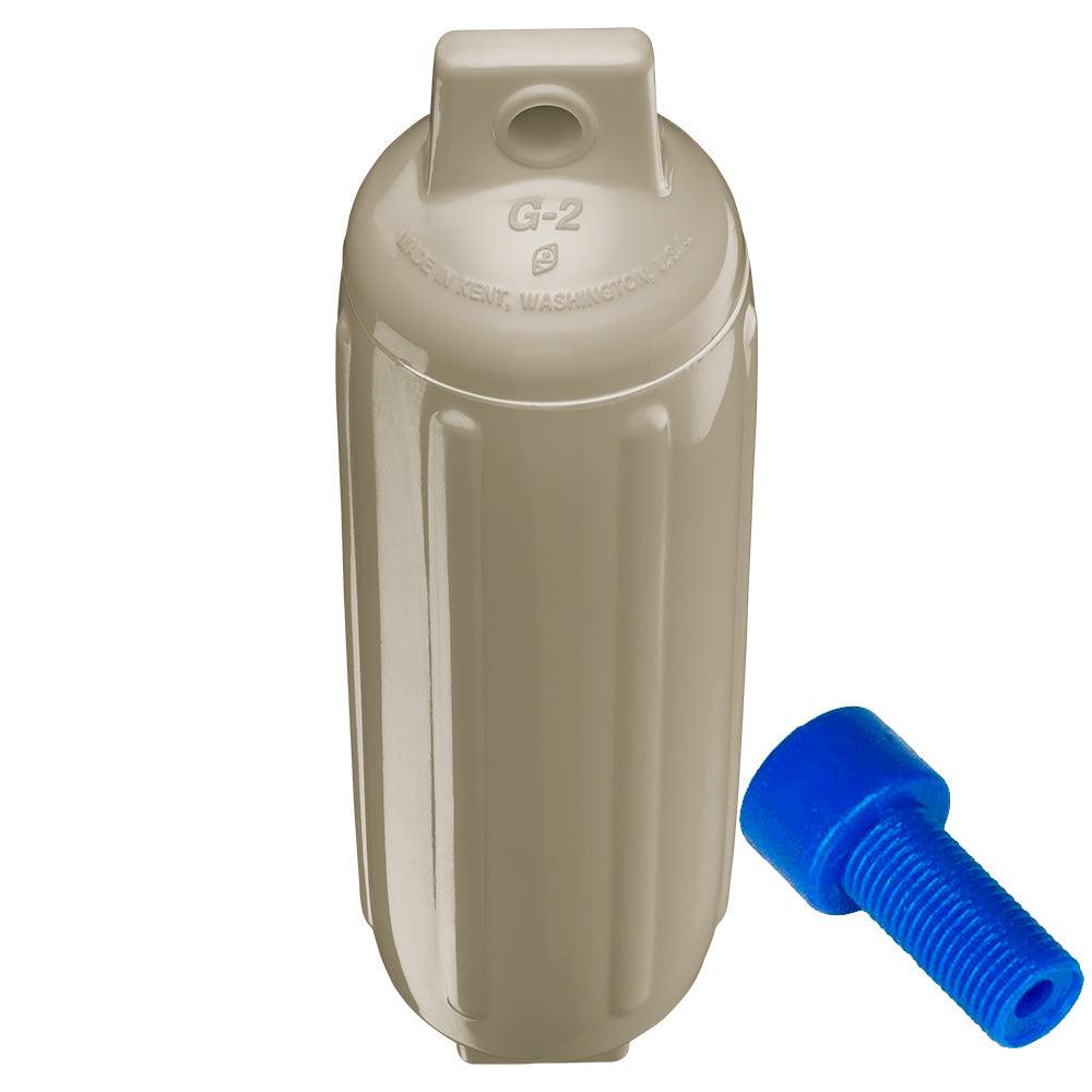Polyform G-2 Twin Eye Fender 4.5" x 15.5" - Sand w/Adapter - Boat Gear USA