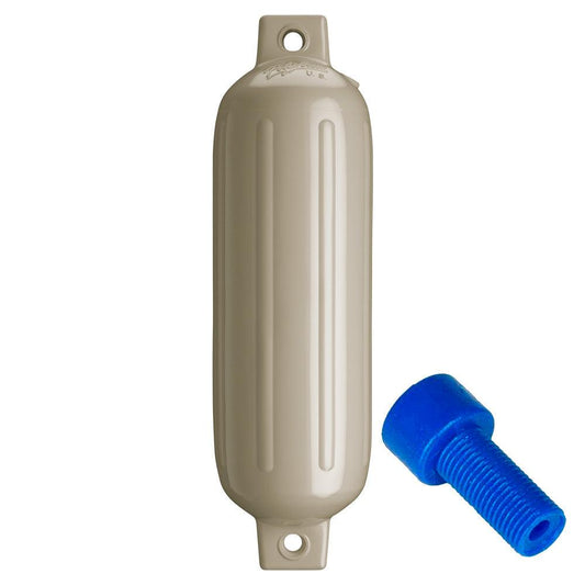 Polyform G-3 Twin Eye Fender 5.5" x 19" - Sand w/Adapter - Boat Gear USA