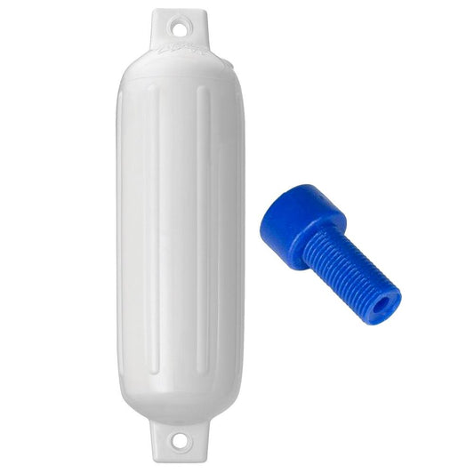 Polyform G-3 Twin Eye Fender 5.5" x 19" - White w/Adapter - Boat Gear USA