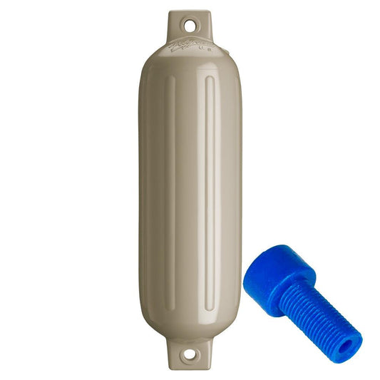 Polyform G-4 Twin Eye Fender 6.5" x 22" - Sand w/Adapter - Boat Gear USA