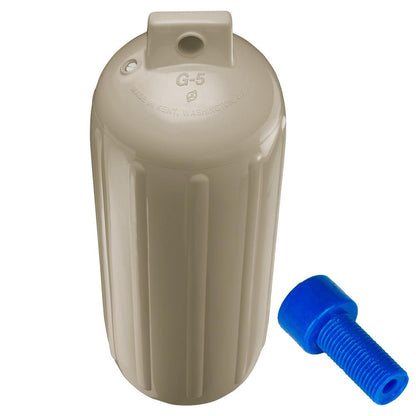 Polyform G-5 Twin Eye Fender 8.8" x 26.8" - Sand w/Adapter - Boat Gear USA