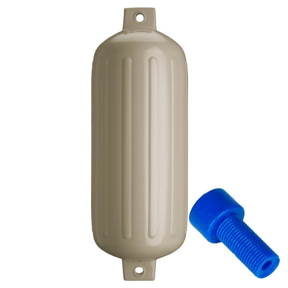 Polyform G-6 Twin Eye Fender 11" x 30" - Sand w/Adapter - Boat Gear USA