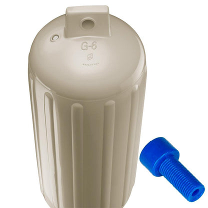 Polyform G-6 Twin Eye Fender 11" x 30" - Sand w/Adapter - Boat Gear USA