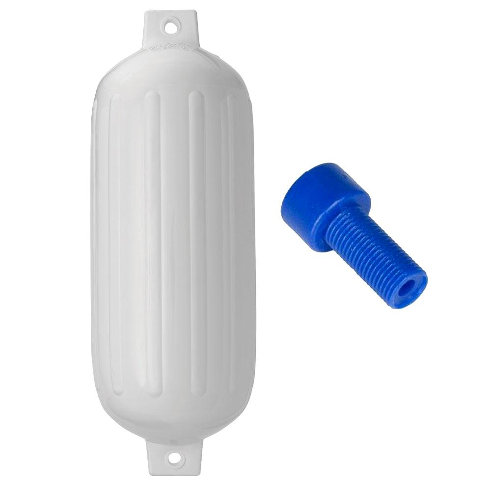 Polyform G-6 Twin Eye Fender 11" x 30" - White w/Adapter - Boat Gear USA