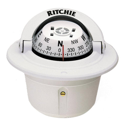 Ritchie F-50W Explorer Compass - Flush Mount - White - Boat Gear USA