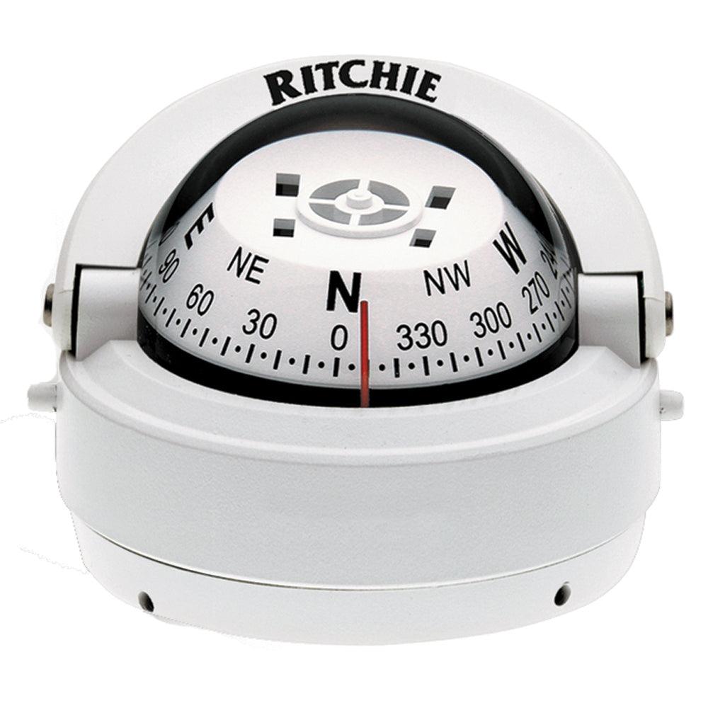 Ritchie S-53W Explorer Compass - Surface Mount - White - Boat Gear USA