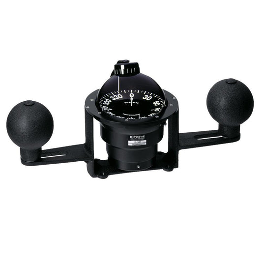 Ritchie YB-500 Globemaster Compass - Yoke Mounted - Black - 5 Degree card - 12V - Boat Gear USA