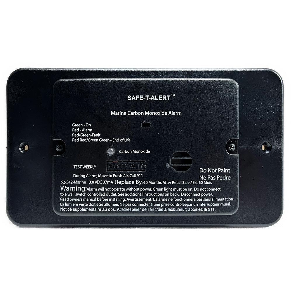 Safe-T-Alert 62 Series Marine Carbon Monoxide - Black - Flush Mount - 12V w/Relay & Trim Ring - Boat Gear USA