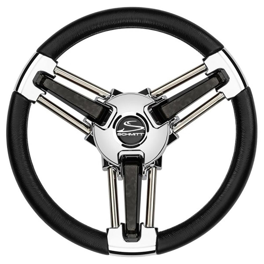 Schmitt & Ongaro Burano Wheel 14" 3/4" Tapered Shaft Black Polyurethane w/Stainless Spoke Includes Center Cap/Nut - Boat Gear USA