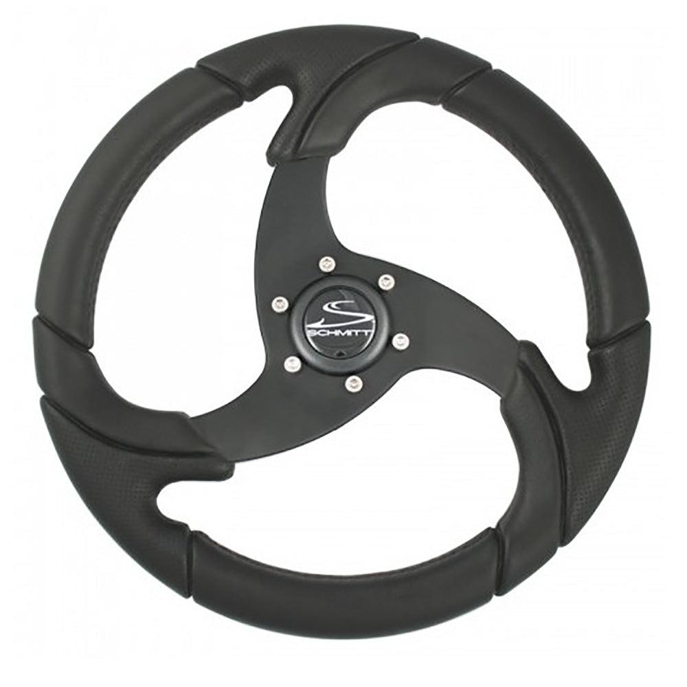 Schmitt & Ongaro Folletto 14.2" Wheel - Black Polished Polyurethane - 3/4" Tapered Shaft w/Black Center Cap - Boat Gear USA