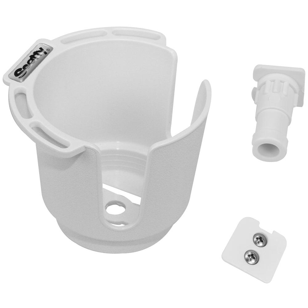 Scotty 311 Drink Holder w/Bulkhead/Gunnel Mount & Rod Holder Post Mount - White - Boat Gear USA