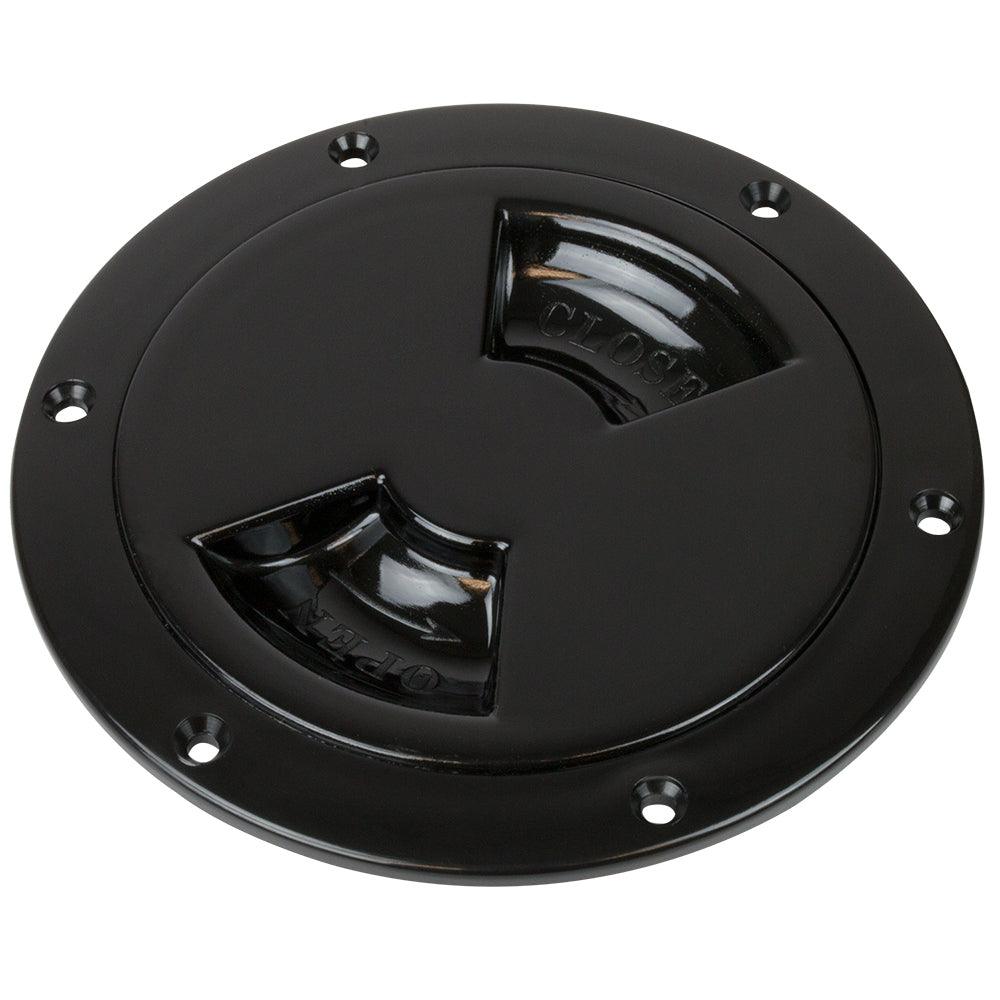 Sea-Dog Quarter-Turn Smooth Deck Plate w/Internal Collar - Black - 4" - Boat Gear USA