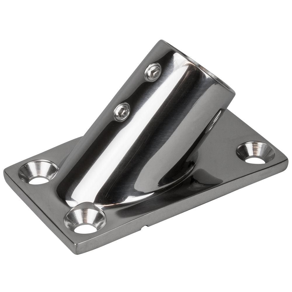 Sea-Dog Rail Base Fitting Rectangular Base 45° 316 Stainless Steel - 3-1/4" x 1-7/8" - 1" OD - Boat Gear USA