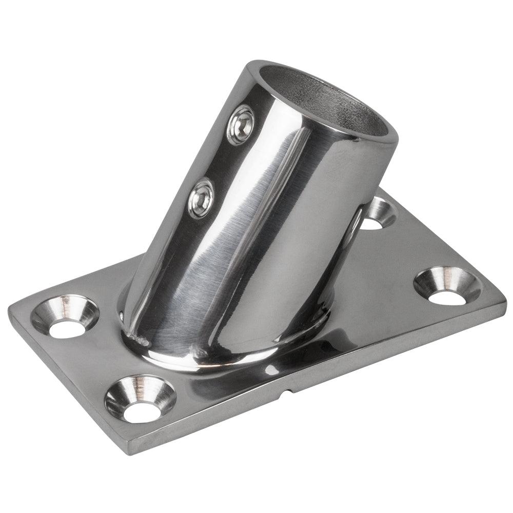 Sea-Dog Rail Base Fitting Rectangular Base 60° 316 Stainless Steel - 1-7/8" x 3-1/4" - 1" OD - Boat Gear USA