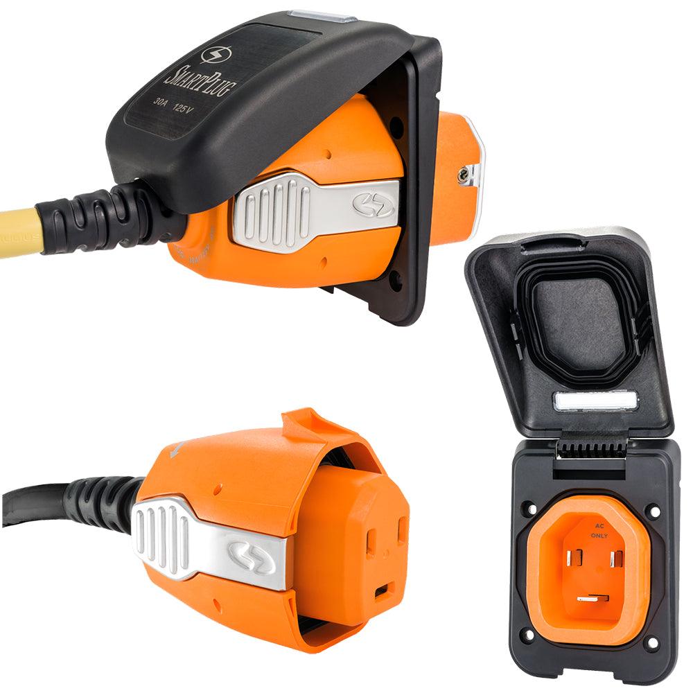 SmartPlug 30 AMP Inlet & Female Cord Connector Combo - Black - Boat Gear USA