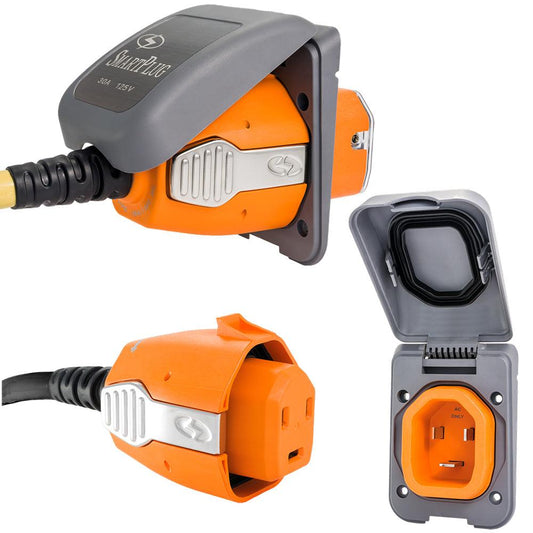 SmartPlug 30 AMP Inlet & Female Cord Connector Combo - Grey - Boat Gear USA