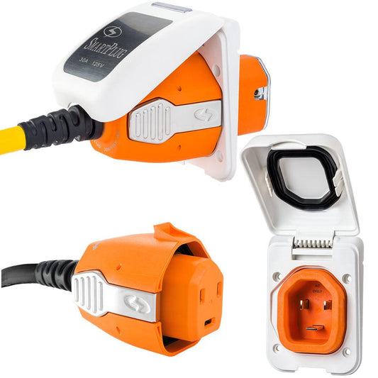 SmartPlug 30 AMP Inlet & Female Cord Connector Combo - White - Boat Gear USA
