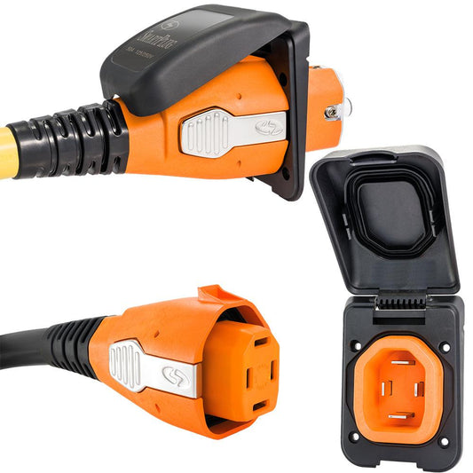 SmartPlug 50 AMP Inlet & Female Cord Connector Combo - Black - Boat Gear USA