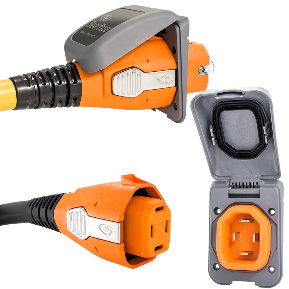 SmartPlug 50 AMP Inlet & Female Cord Connector Combo - Grey - Boat Gear USA