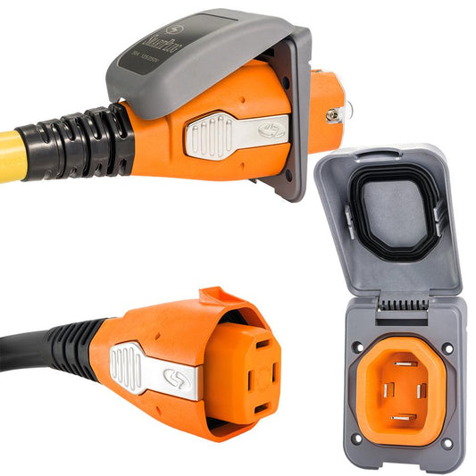 SmartPlug 50 AMP Inlet & Female Cord Connector Combo - Grey - Boat Gear USA