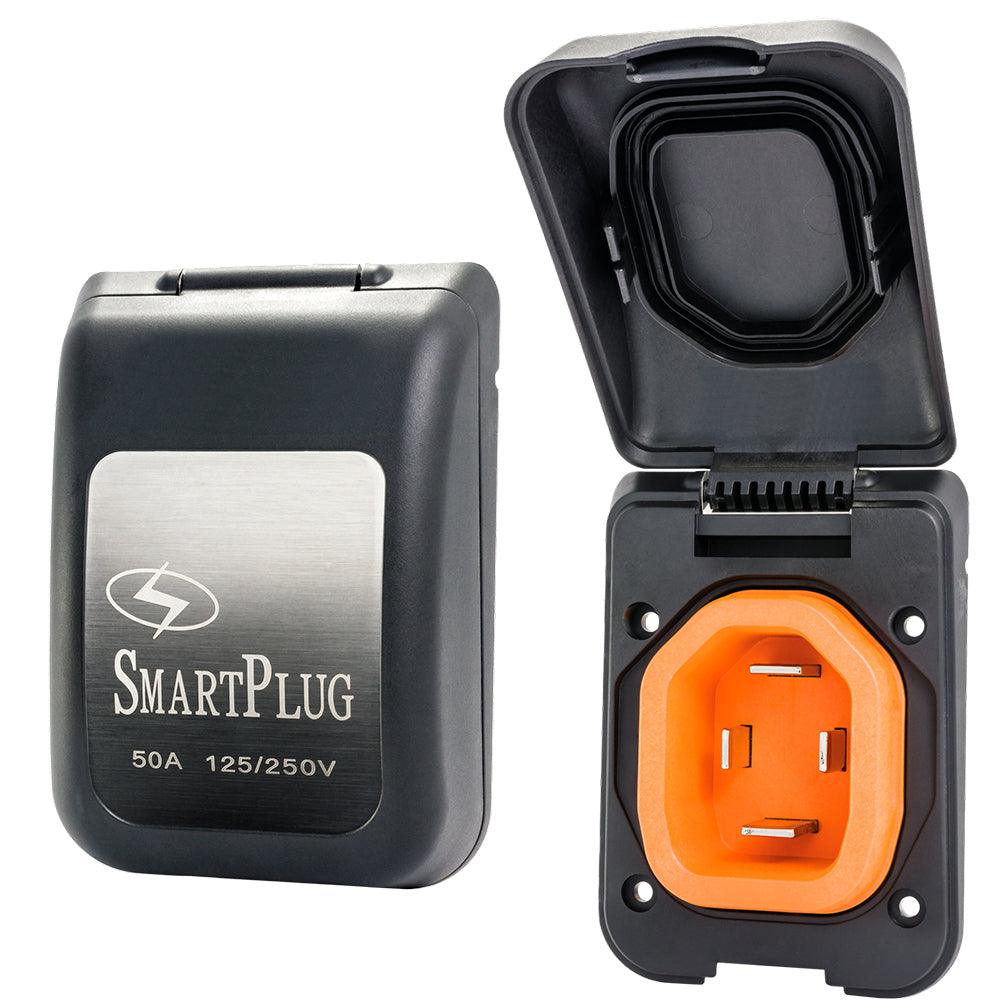 SmartPlug 50 AMP Male Non-Metallic Inlet Cover - Black - Boat Gear USA