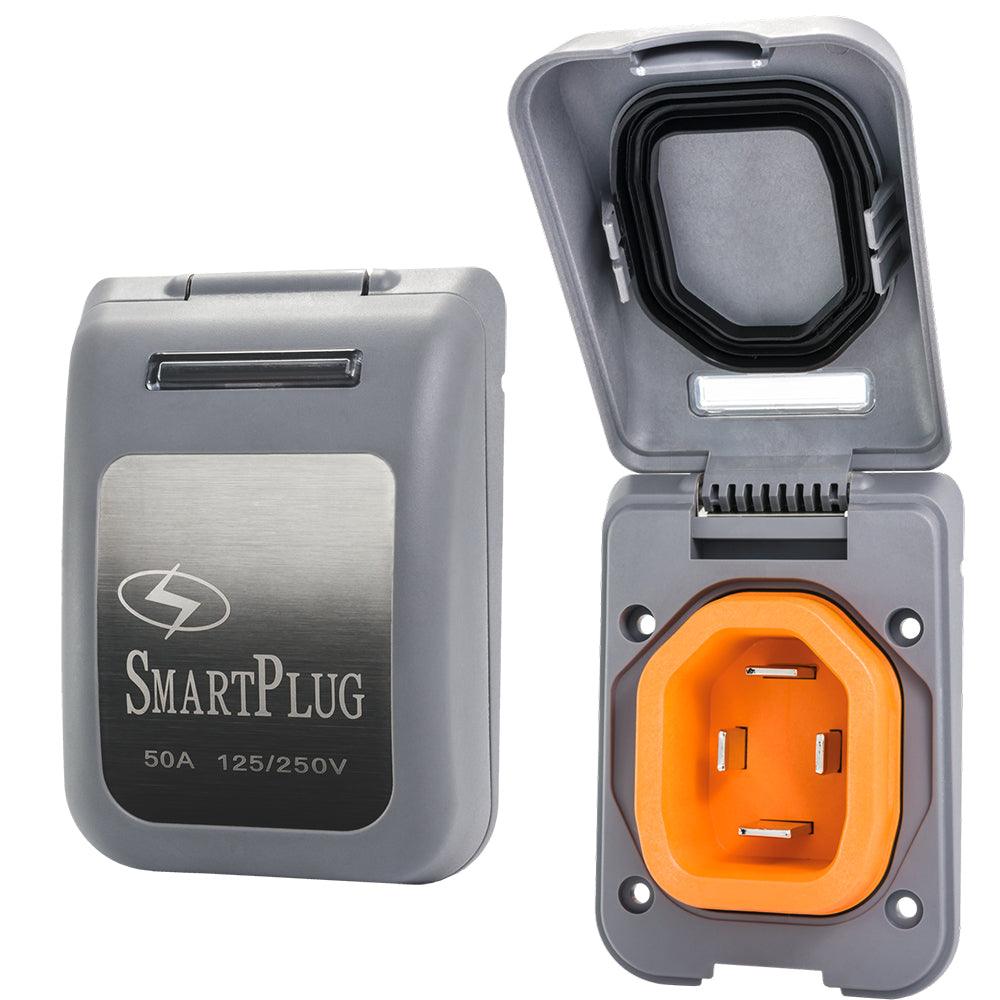 SmartPlug 50 AMP Male Non-Metallic Inlet Cover - Grey - Boat Gear USA