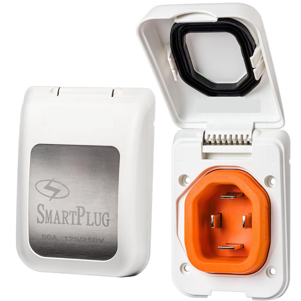 SmartPlug 50 AMP Male Non-Metallic Inlet Cover - White - Boat Gear USA