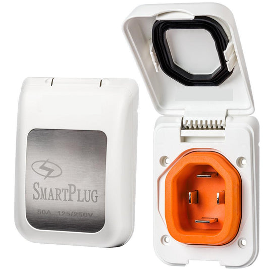 SmartPlug 50 AMP Male Non-Metallic Inlet Cover - White - Boat Gear USA