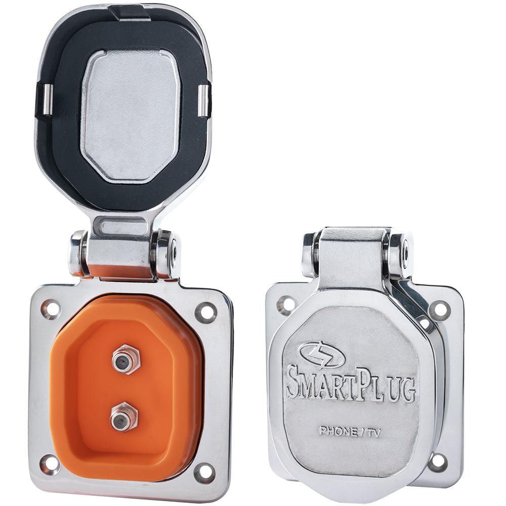 SmartPlug Double TV/Internet Connector - Stainless Steel - Boat Gear USA