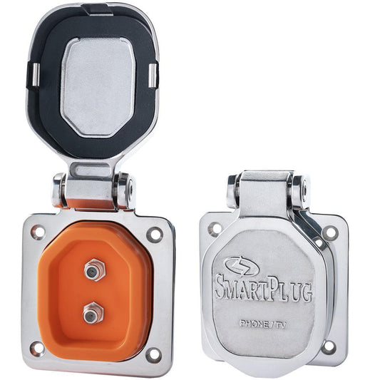 SmartPlug Double TV/Internet Connector - Stainless Steel - Boat Gear USA