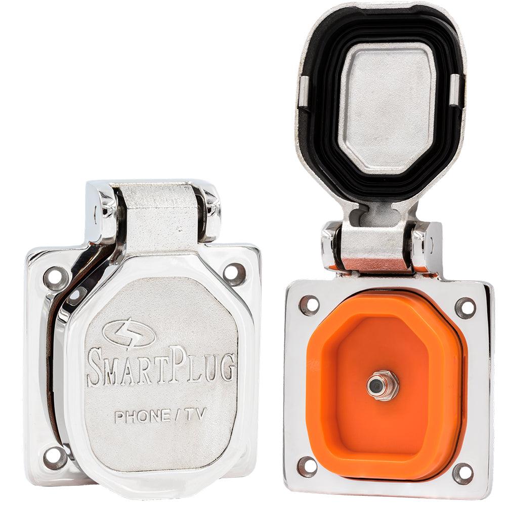 SmartPlug Single TV/Internet Connector - Stainless Steel - Boat Gear USA