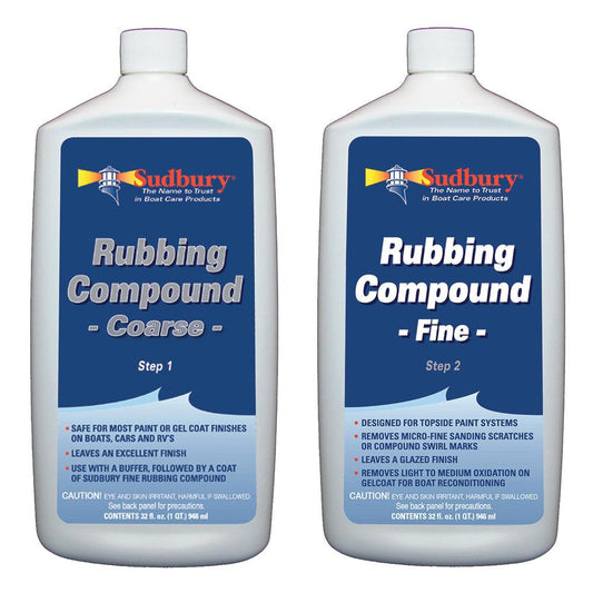 Sudbury Rubbing Compound Kit - Step 1 Coarse & Step 2 Fine - 32oz Each - Boat Gear USA