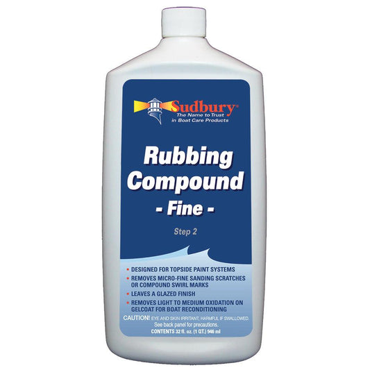 Sudbury Rubbing Compund Fine - Step 2 - 32oz Fluid - Boat Gear USA